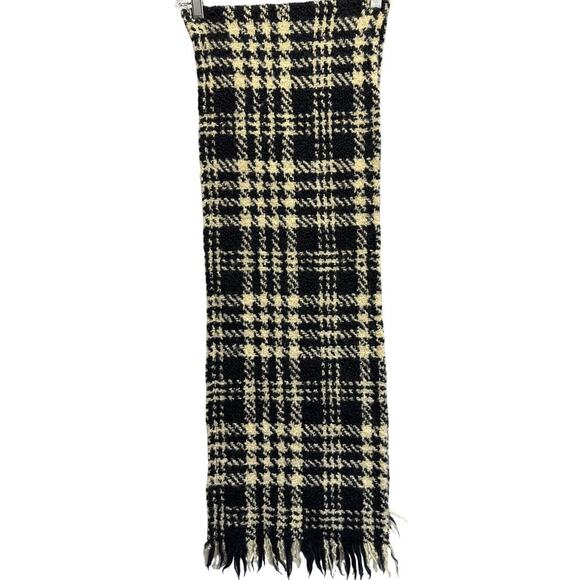 Weave o' The Irish Wool Scarf Black White Plaid Large EUC - Picture 1 of 5